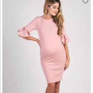 Mauve ruffle fitted dress (pinkblush)